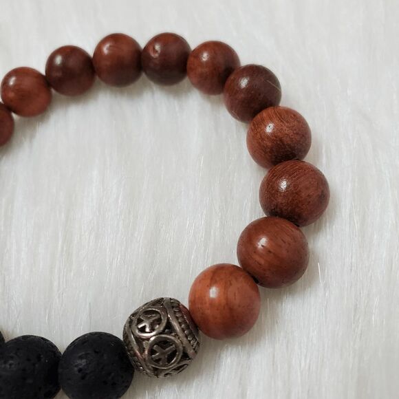 ESSENTIAL CHARMS Rosewood and lava stones stretch bracelet size S/M - Picture 8 of 11